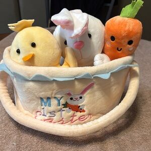 Plush Easter Basket with Chick, Bunny, and Carrot